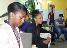 CSUEB students, faculty and staff during a discussion of the George Zimmerman verdict at the ASI Diversity Center.